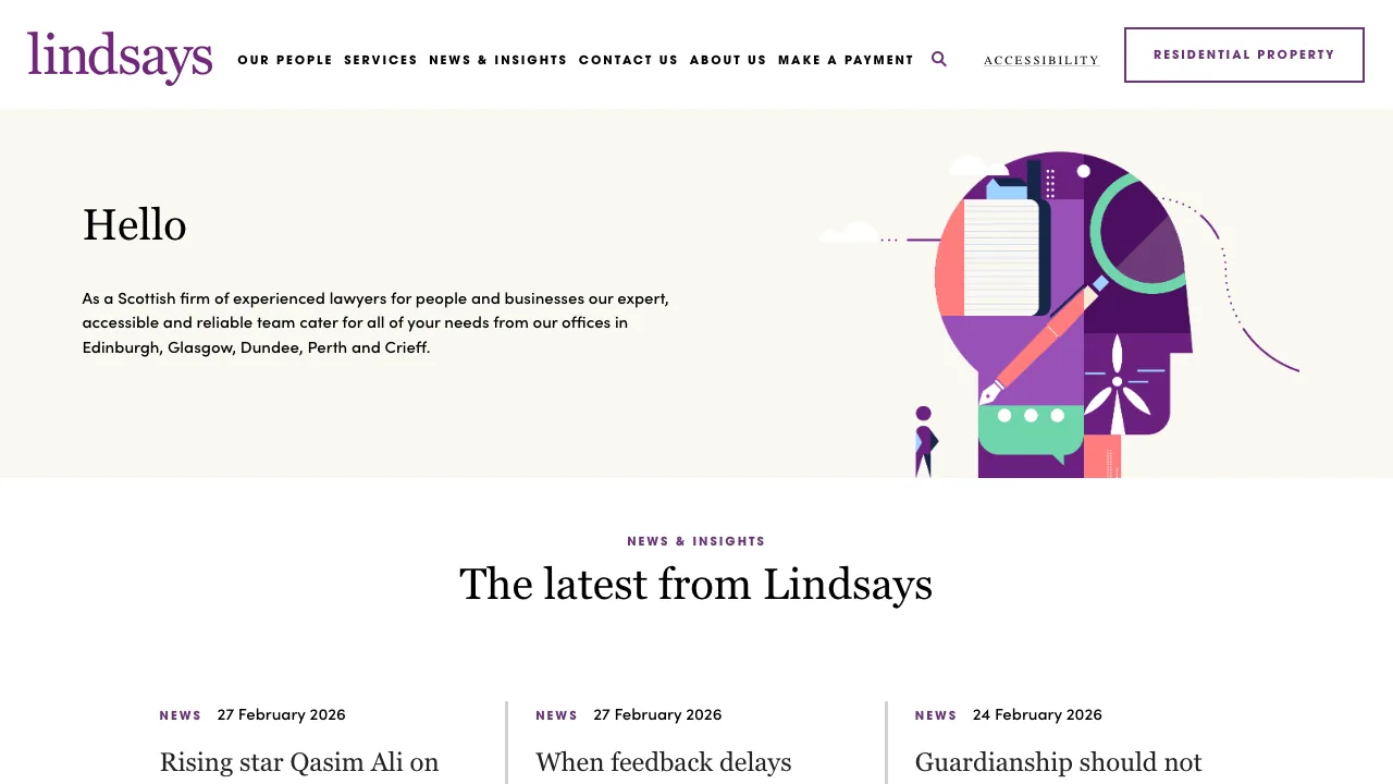 Lindsays website preview