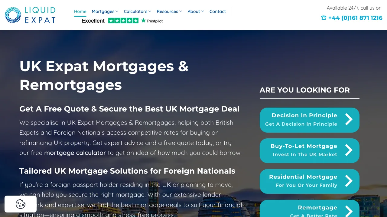 Liquid Expat Mortgages website preview