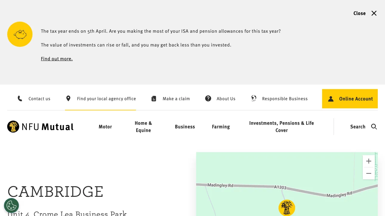 NFU Mutual Cambridge website preview