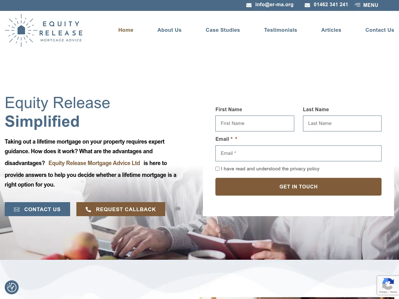 Equity Release Mortgage Advice website preview