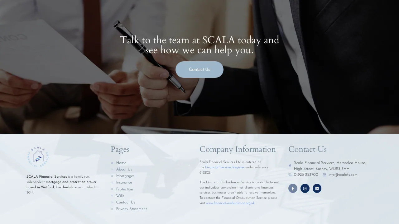 Scala Financial Services website preview