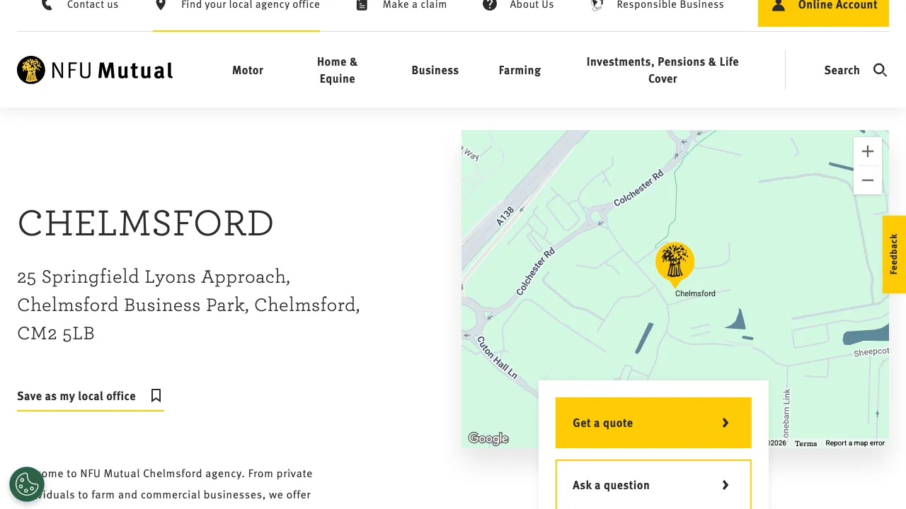 NFU Mutual Chelmsford website preview