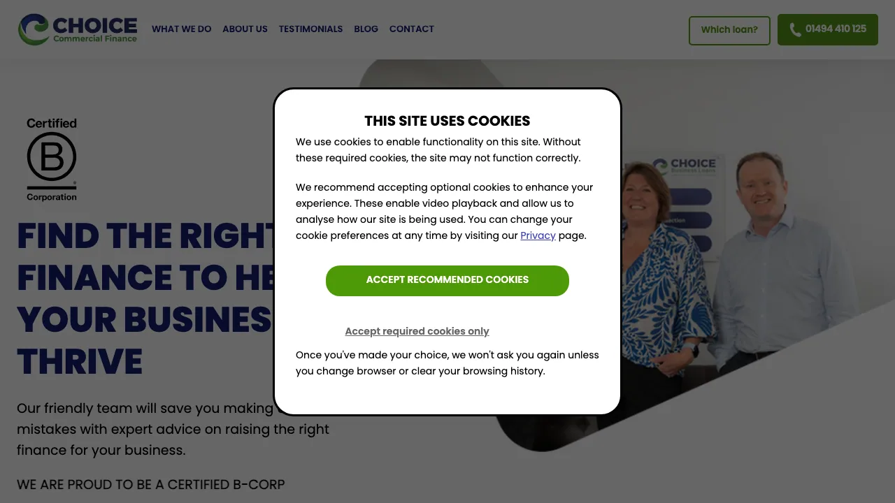 Choice Commercial Finance website preview