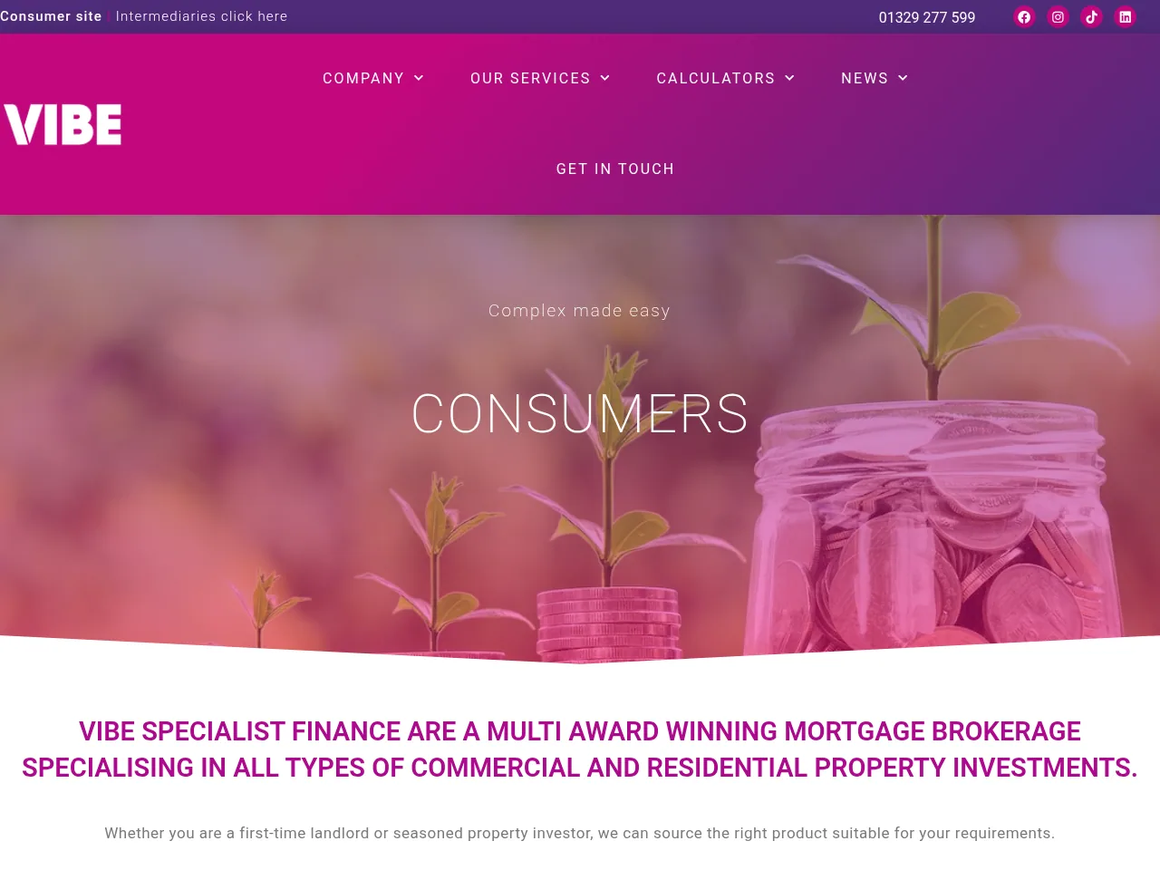 VIBE Specialist Finance website preview