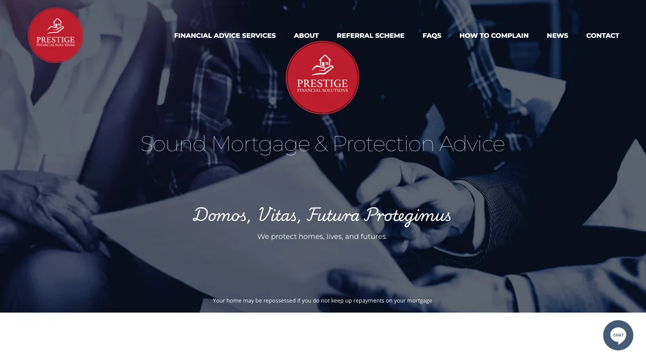 Prestige Financial Solutions website preview