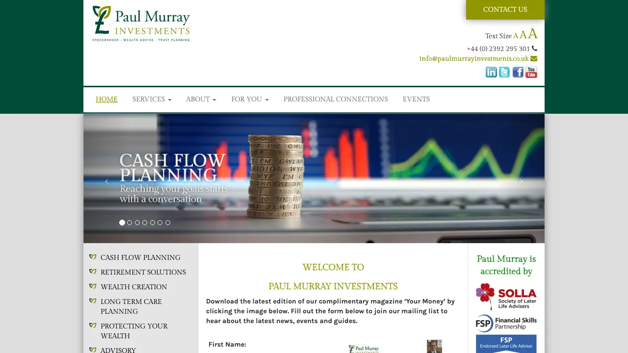 Paul Murray Investments website preview