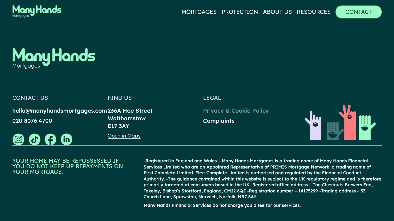 Many Hands Mortgages website preview