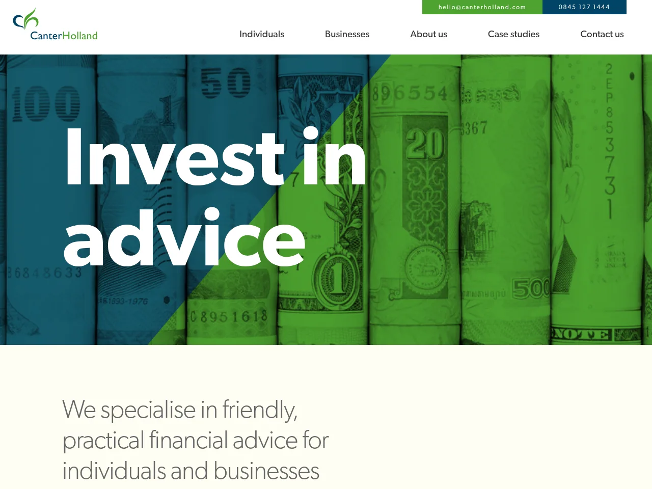 Invest inadvice website preview