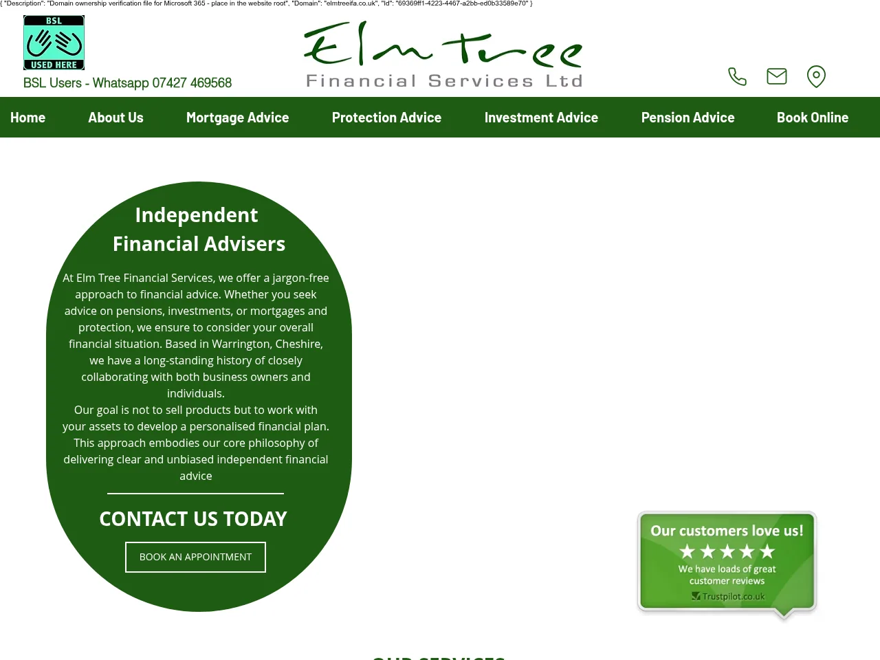 Elm Tree Financial Services website preview