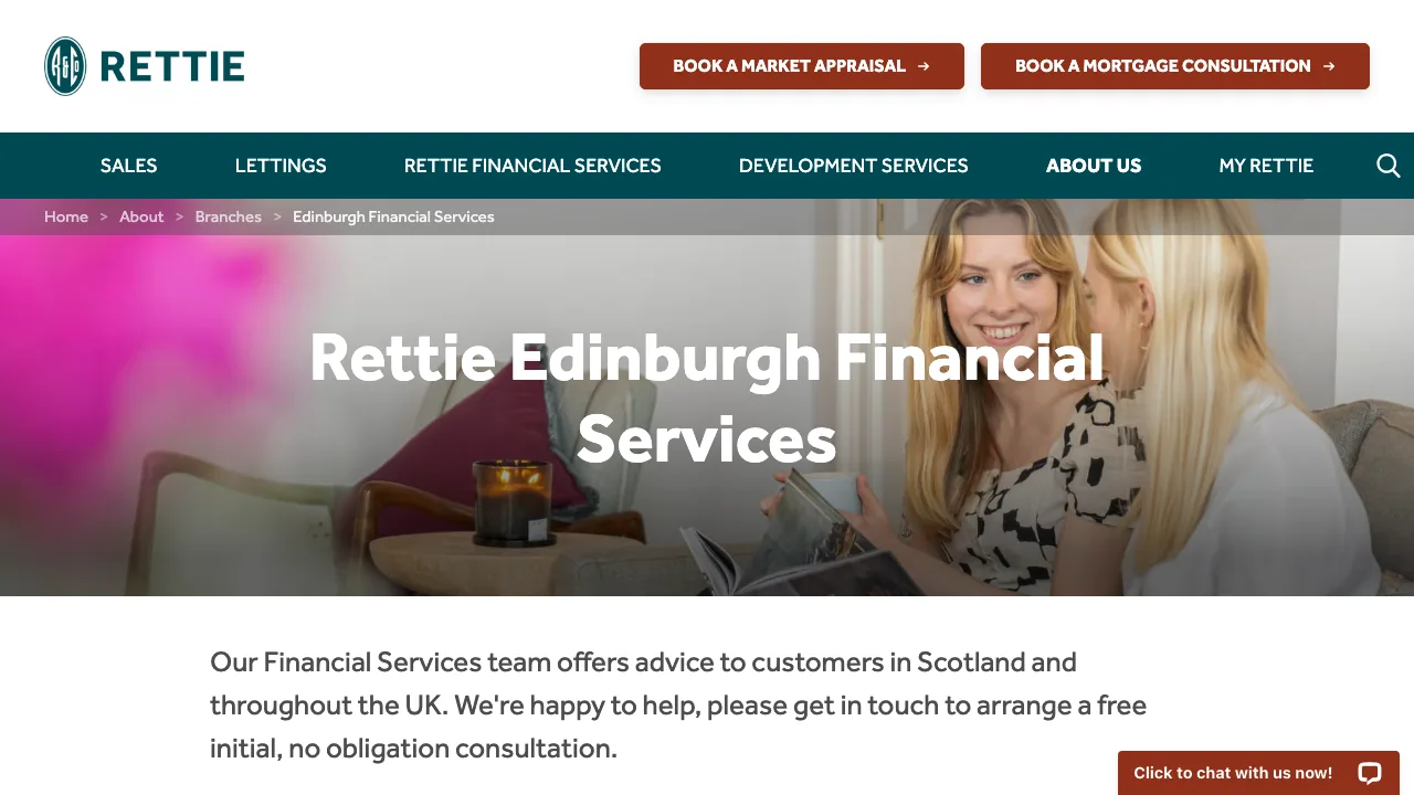 Rettie Financial Services Edinburgh website preview