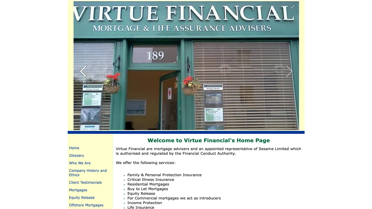 Virtue Financial website preview