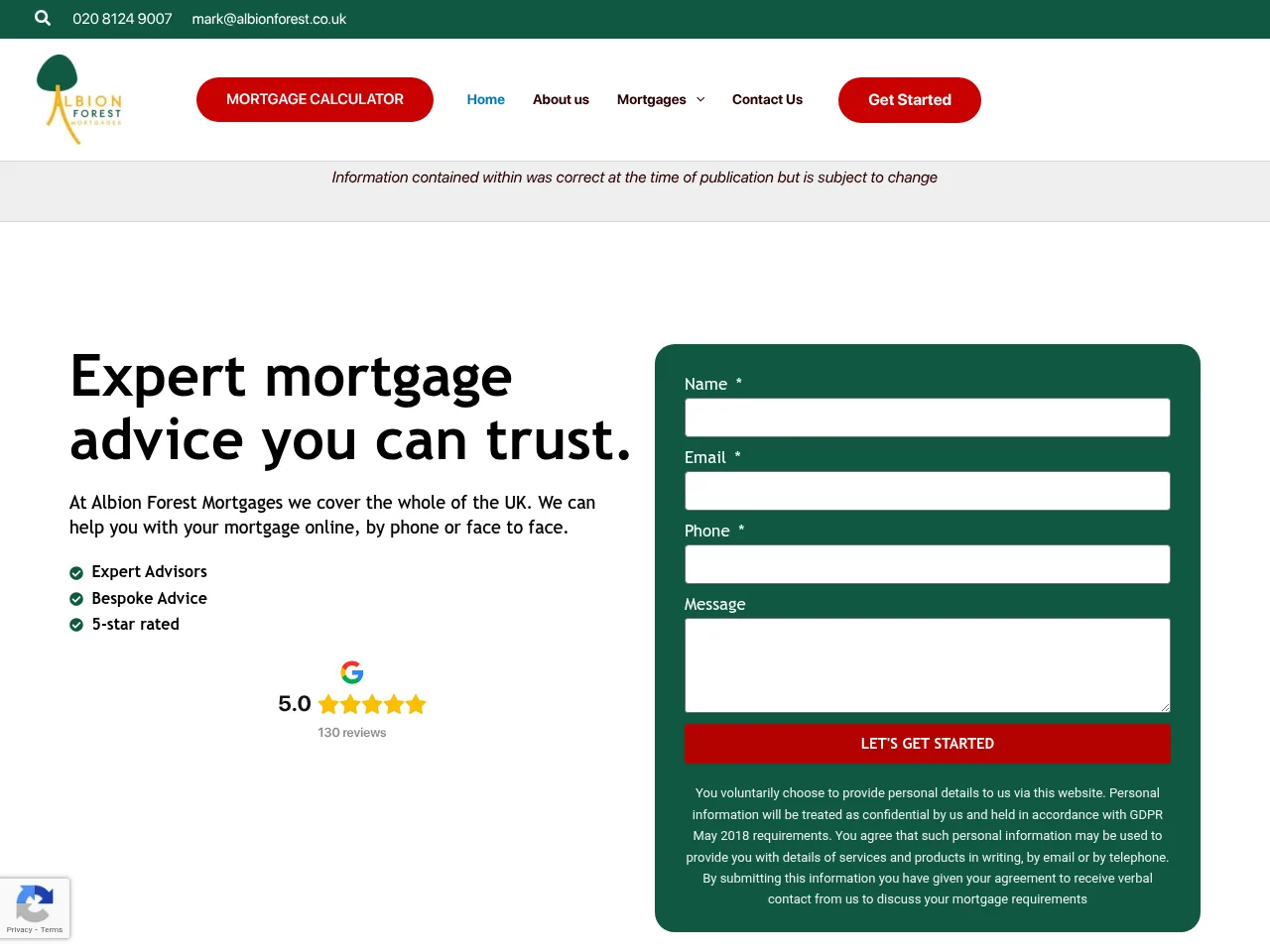 Albion Forest Mortgages website preview
