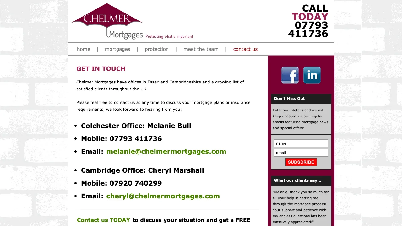 Chelmer Mortgages website preview