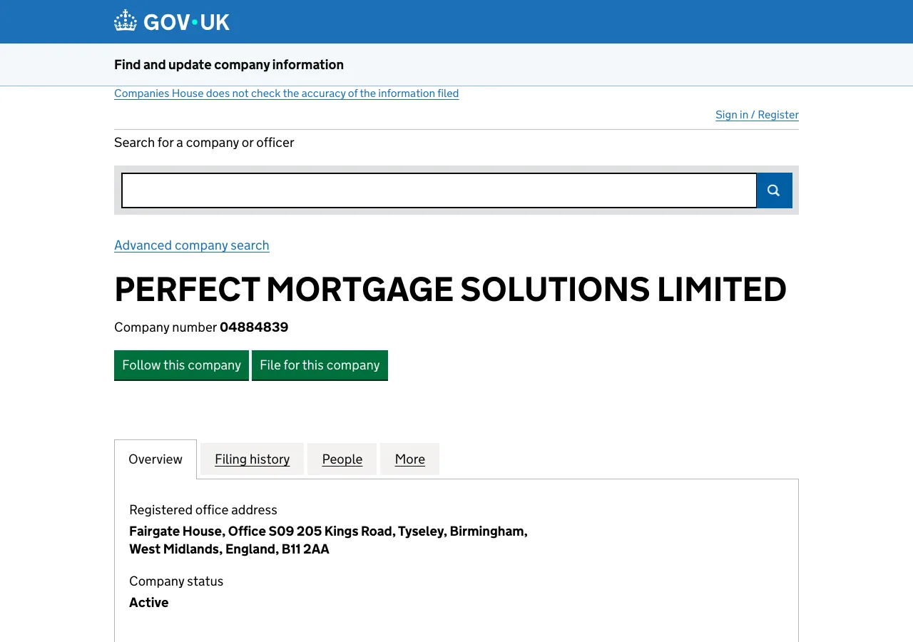 Perfect Mortgage Solutions website preview