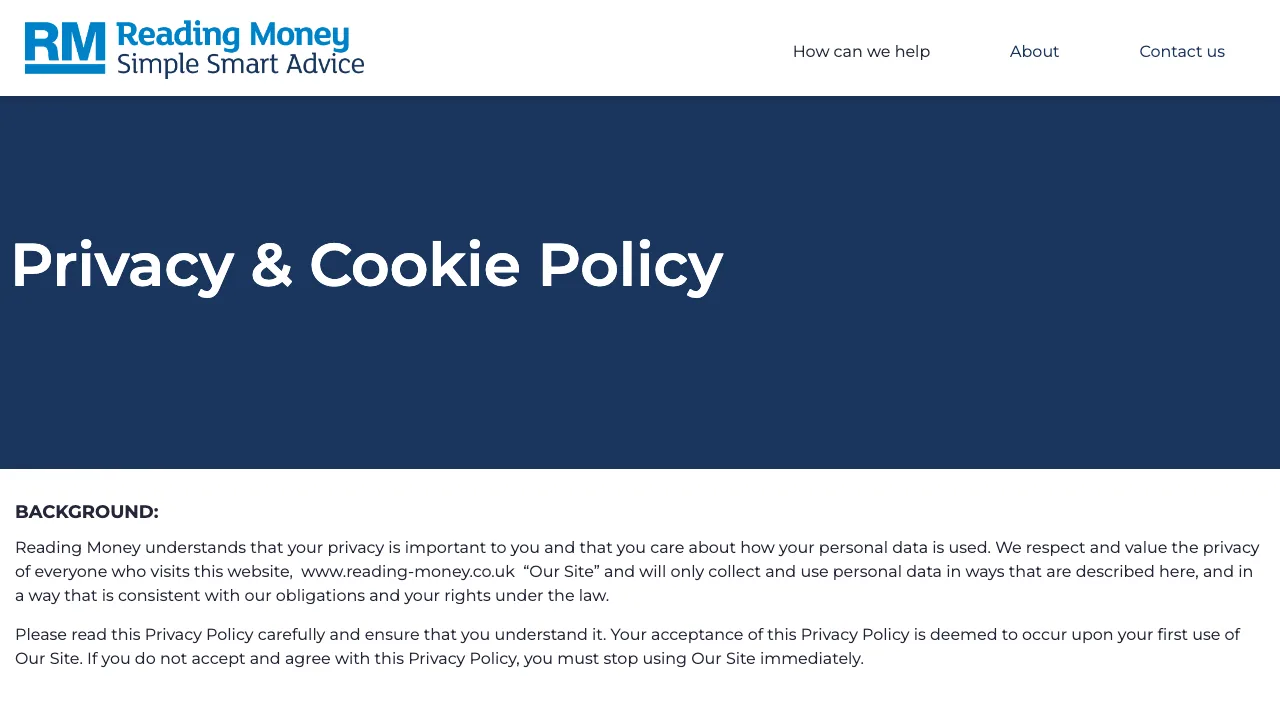 Reading Money website preview