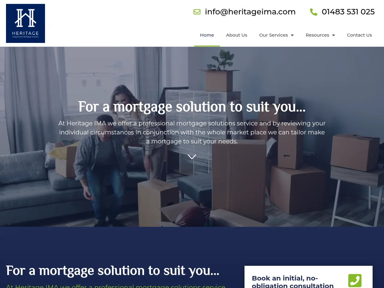 Heritage Independent Mortgage Advisers website preview