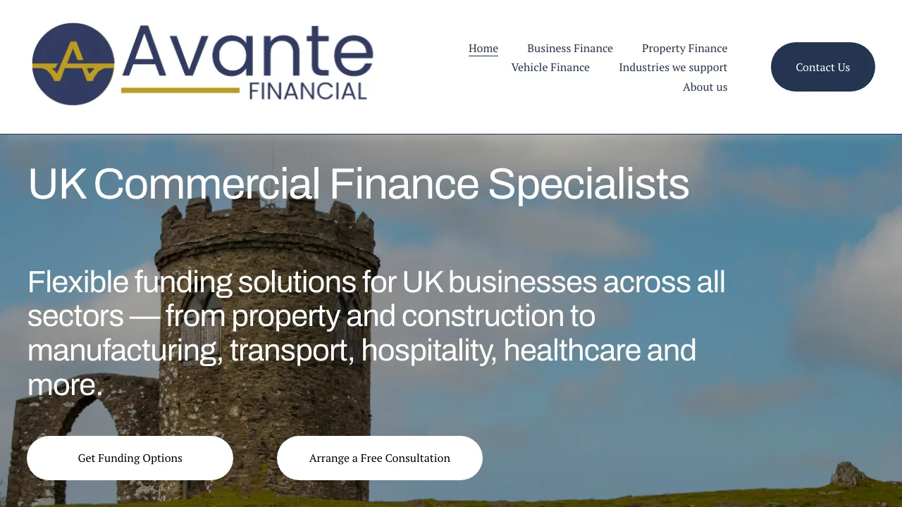 Avante Financial website preview