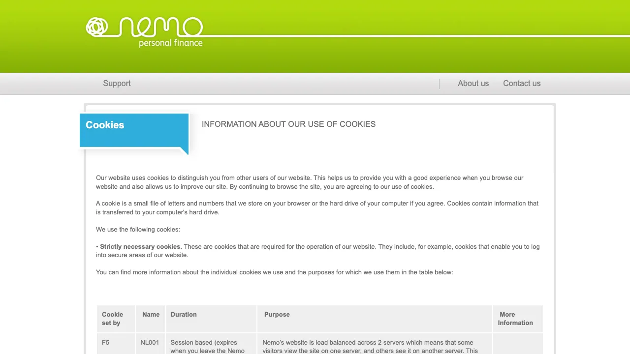 Nemo Personal Finance website preview