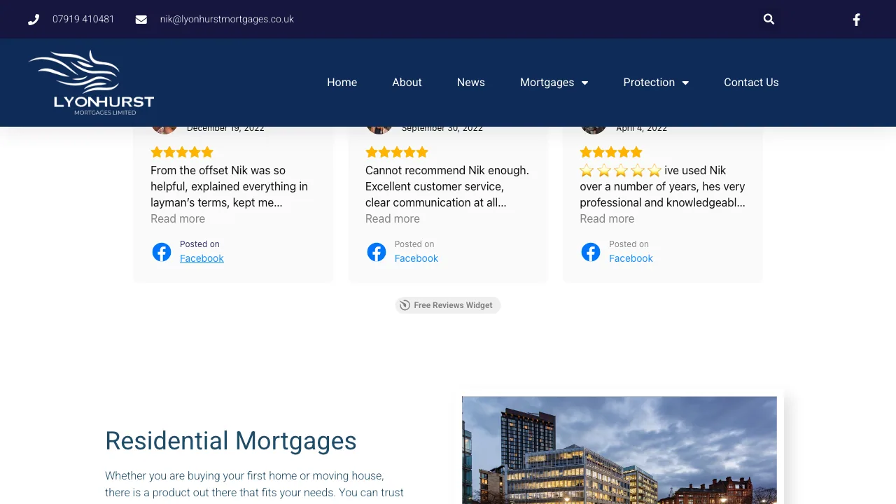 Lyonhurst Mortgages Ltd website preview