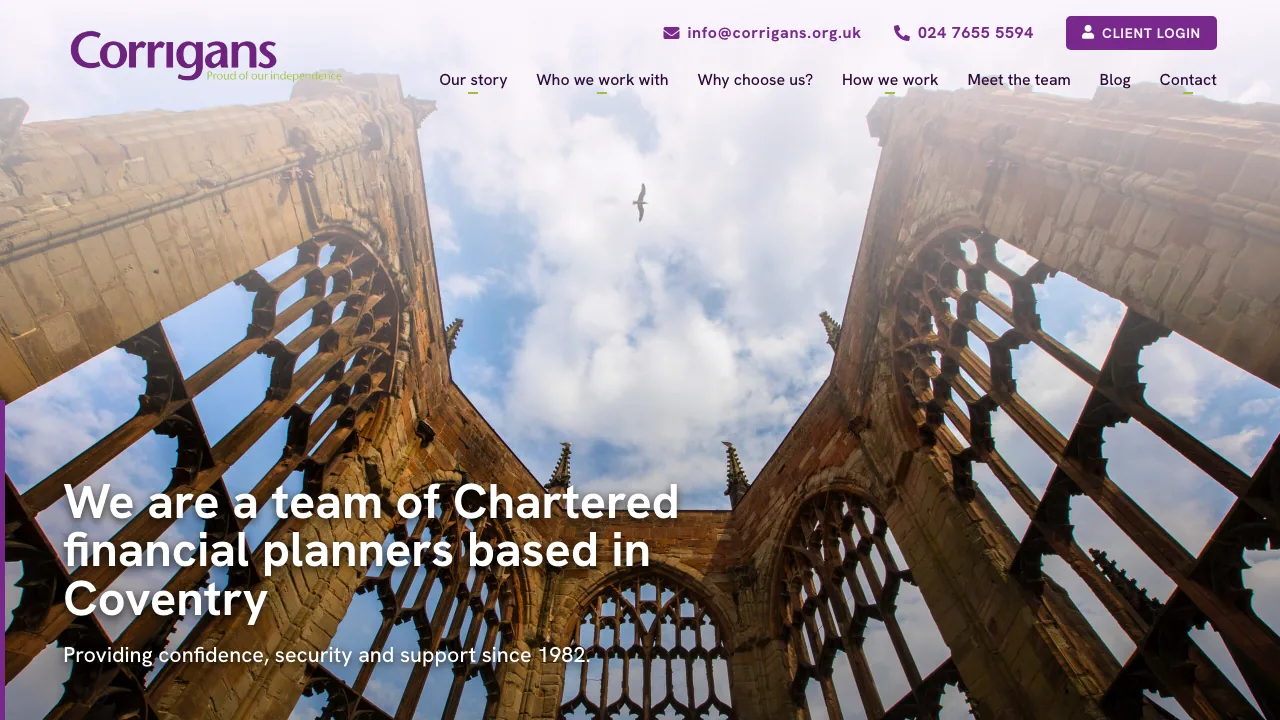 Corrigans Financial Services website preview