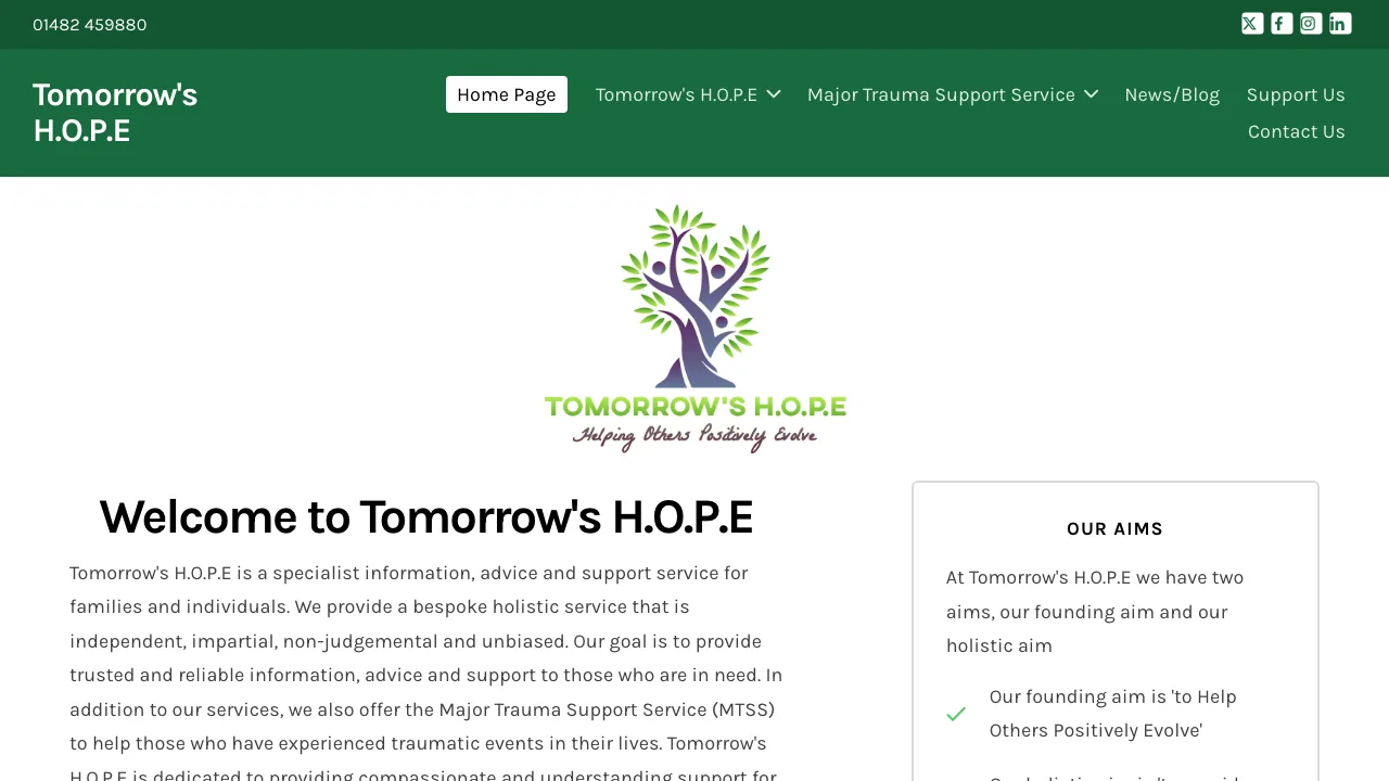 Tomorrow's H.O.P.E website preview