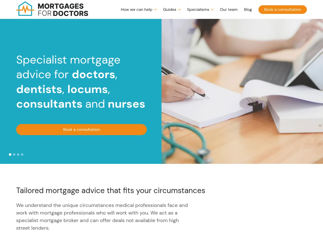 Mortgages for Doctors website preview