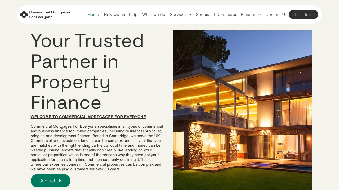Commercial Mortgages For Everyone website preview