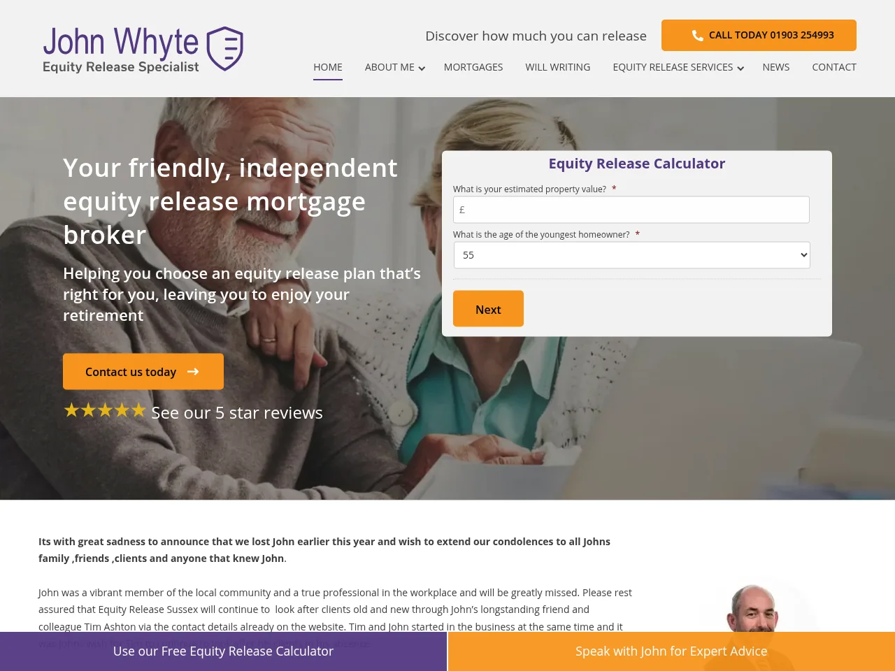 Equity Release Sussex website preview