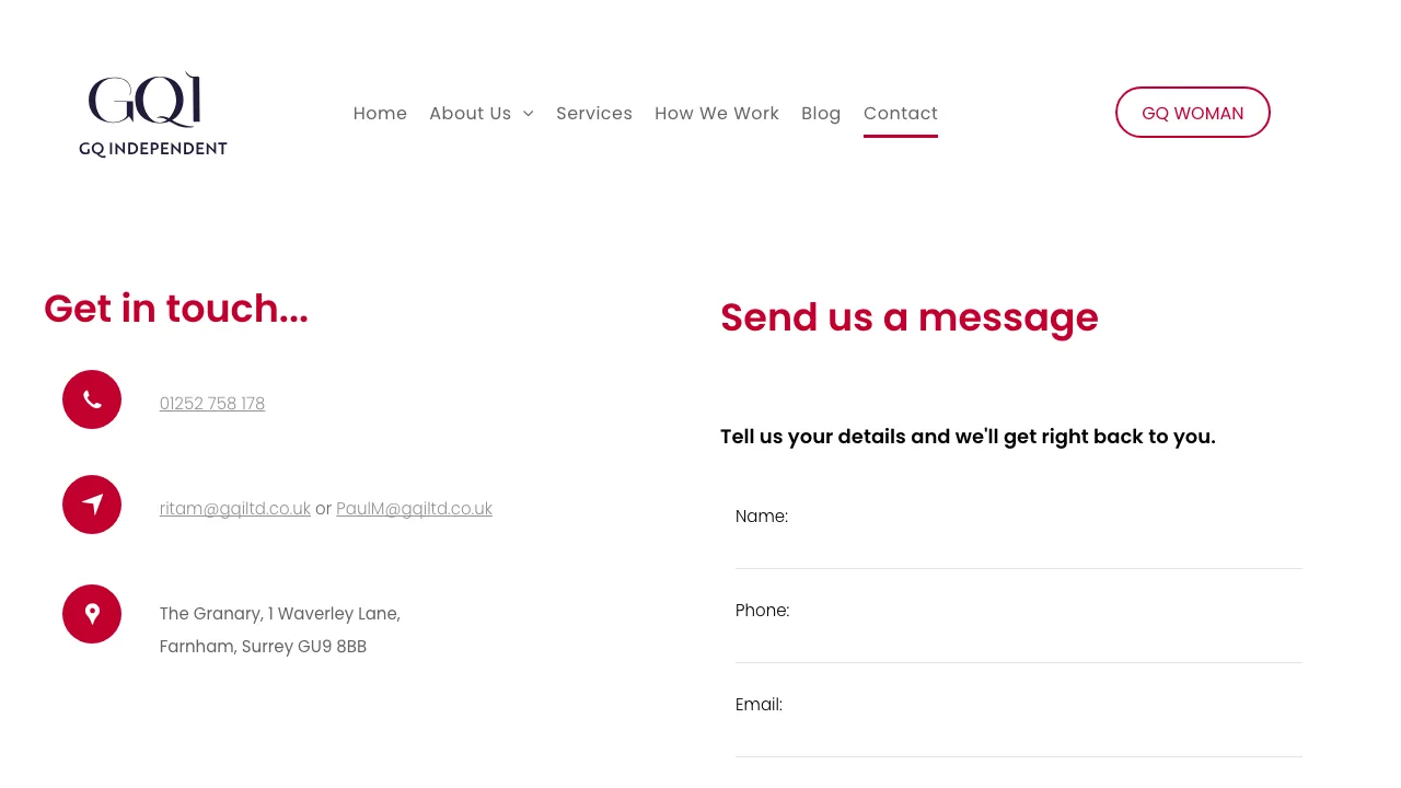 GQ Independent Ltd website preview