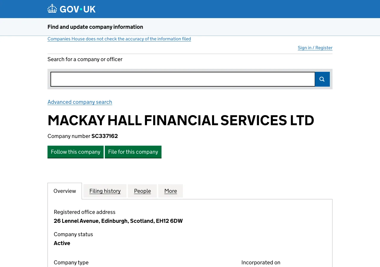 Mackay Hall Financial Services Ltd website preview