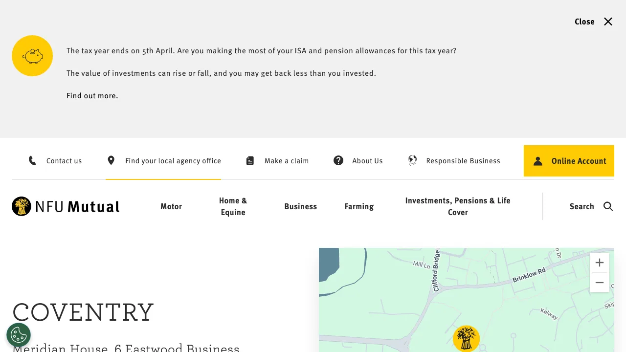 NFU Mutual Coventry website preview