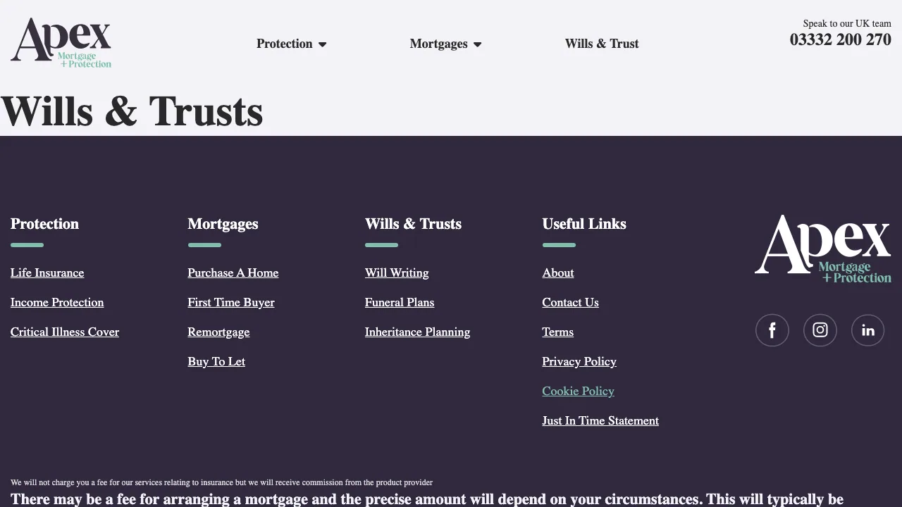 Apex Wills & Trusts UK Ltd website preview