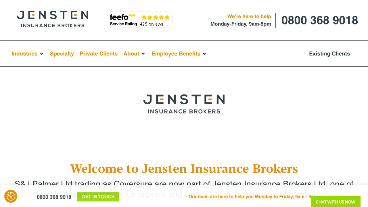 Jensten Insurance Brokers Croydon website preview