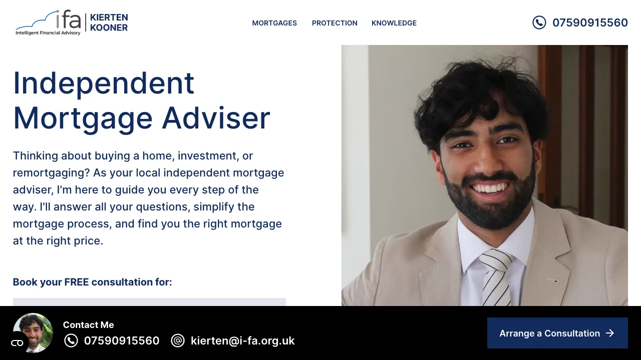 Kierten Kooner Mortgage Advisor website preview