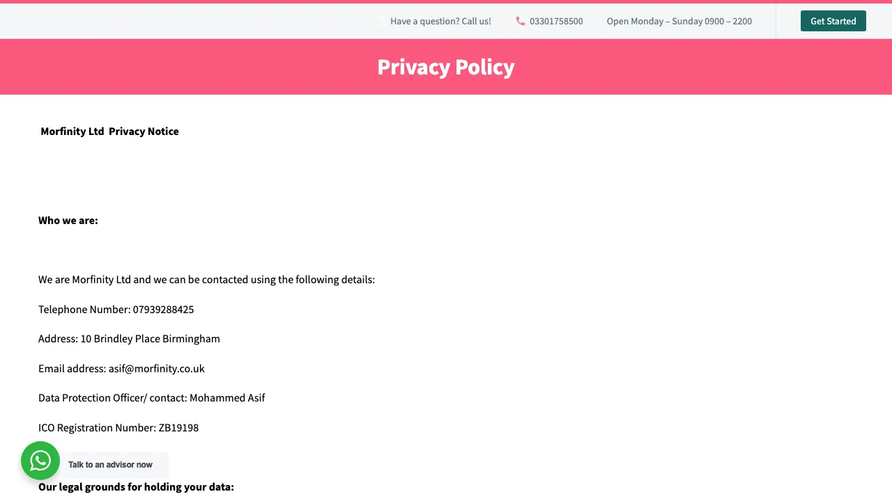 Morfinity Commercial Finance website preview