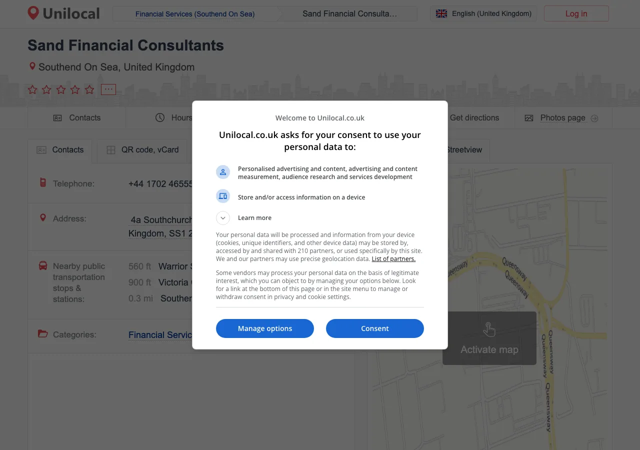 Sand Financial Consultants website preview