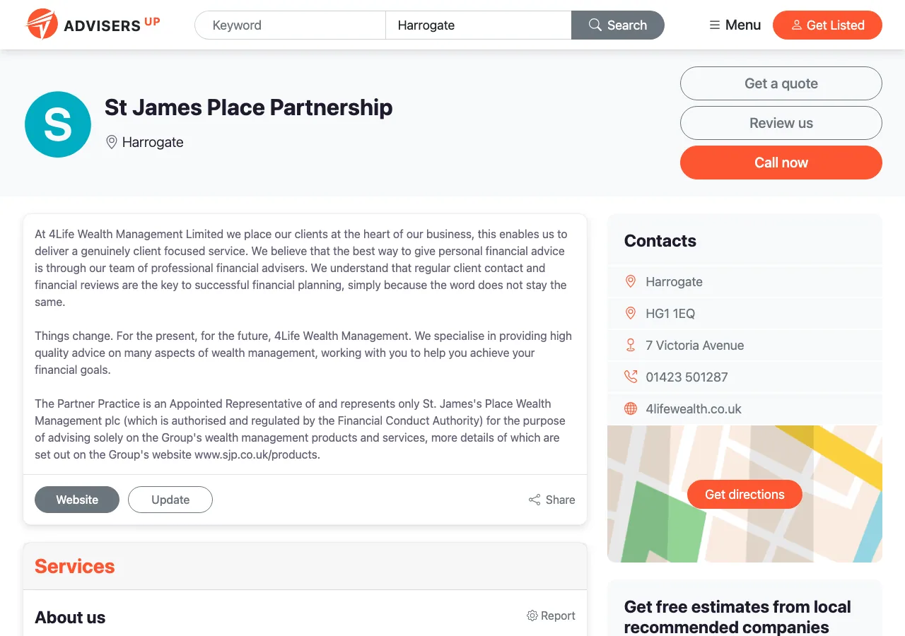 St James Place Partnership website preview