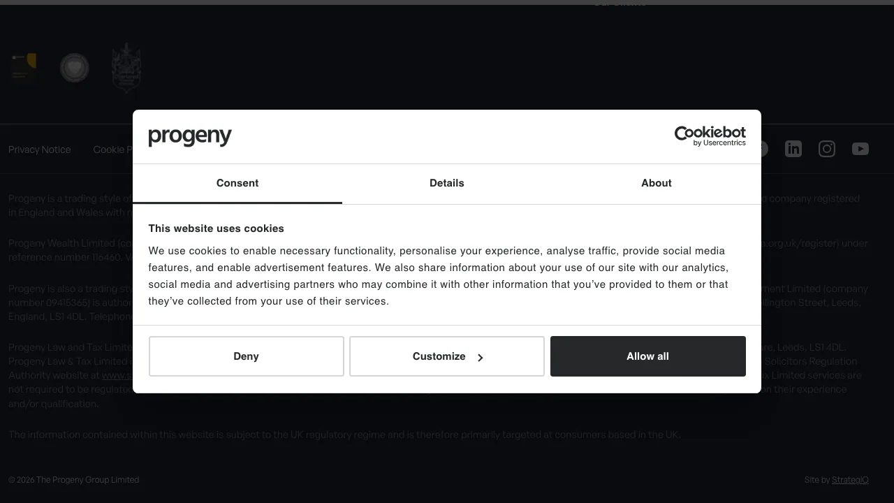 Progeny website preview