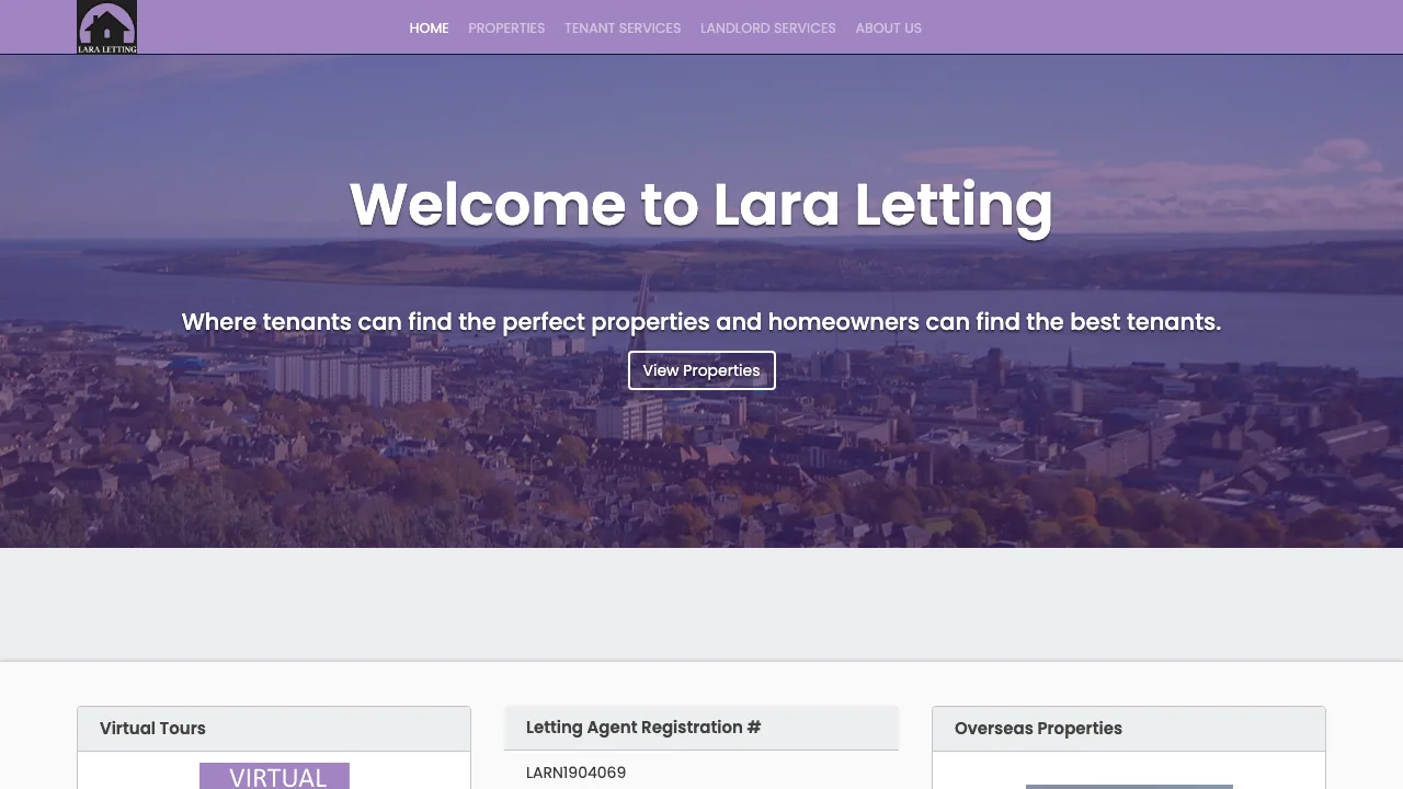 Lara Letting Ltd website preview