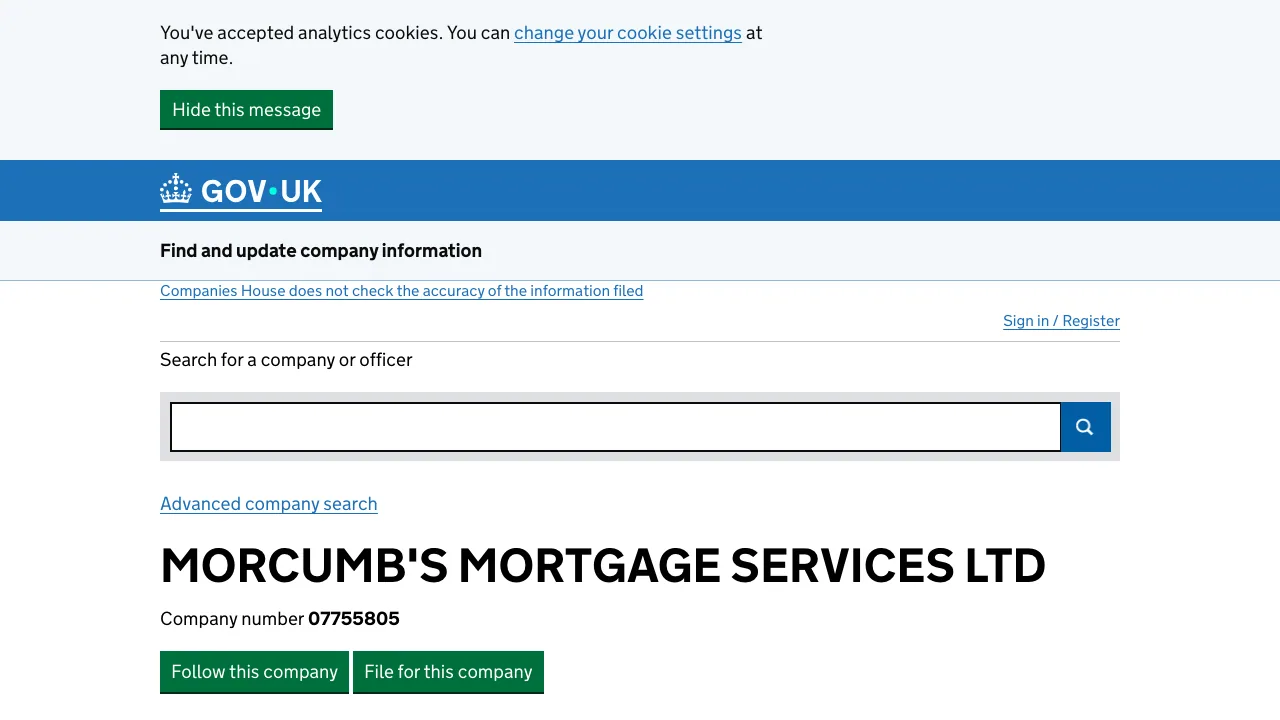 Morcumb's Mortgage Services Ltd website preview