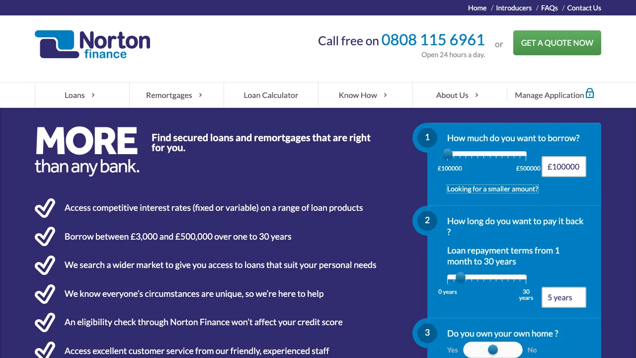 Norton Finance website preview