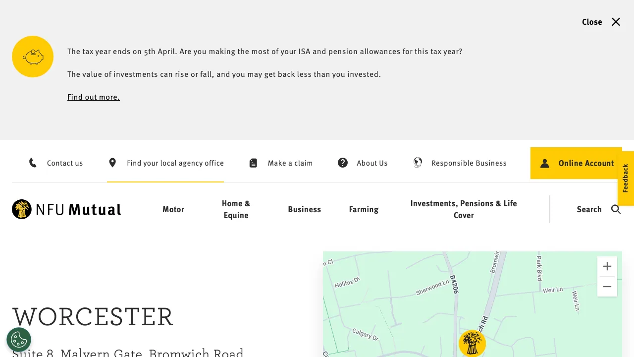 NFU Mutual Worcester website preview