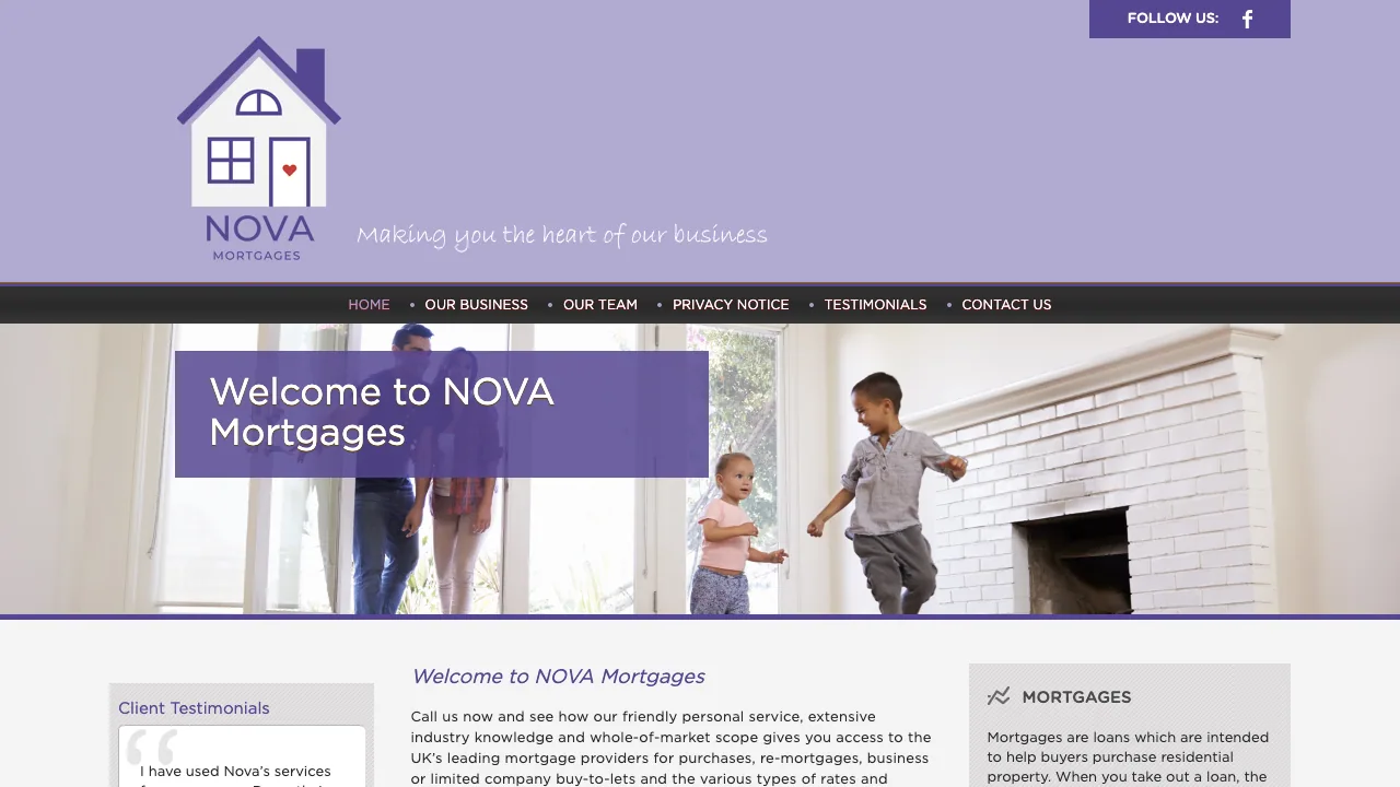 NOVA Mortgages Ltd website preview