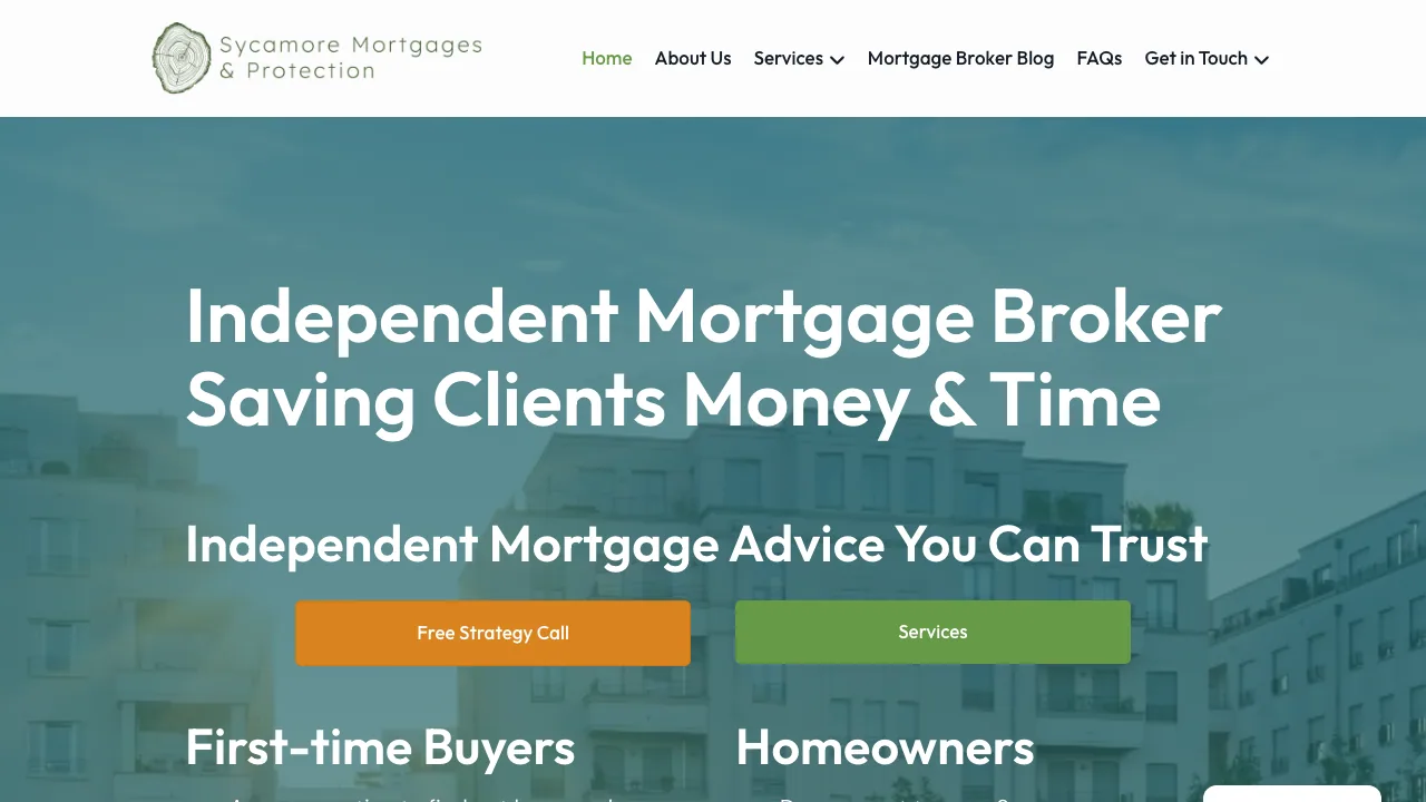 Sycamore Mortgages & Protection website preview