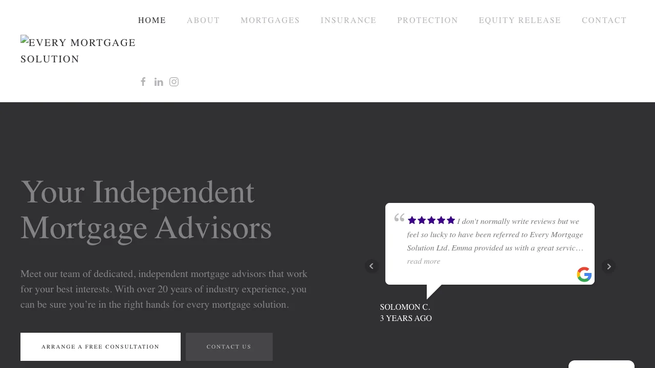 Every Mortgage Solution Ltd website preview