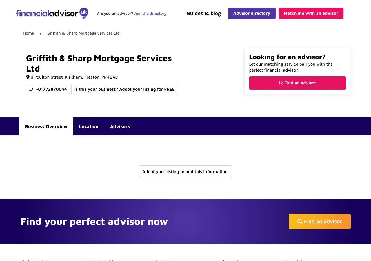 Griffith & Sharp Mortgage Services Ltd website preview