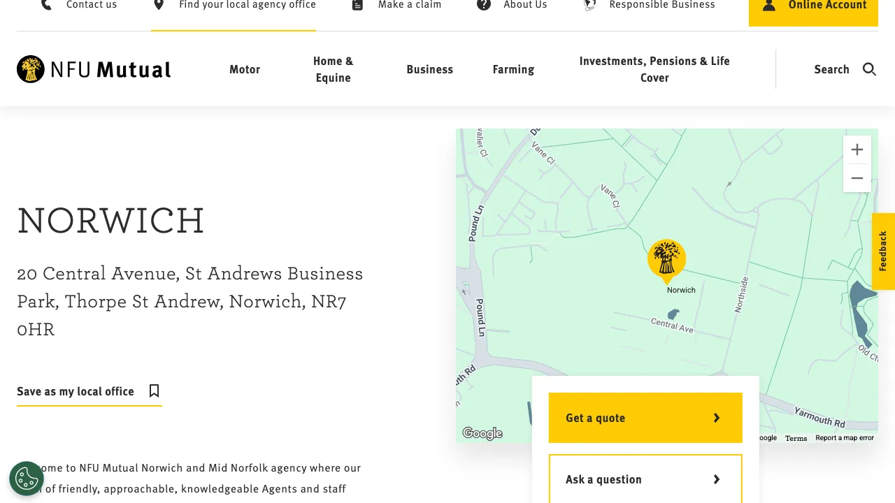 NFU Mutual Norwich website preview
