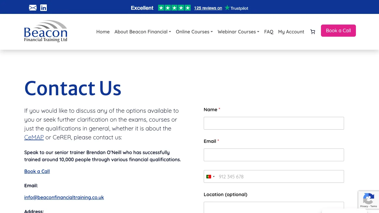 Beacon Financial Training Limited website preview