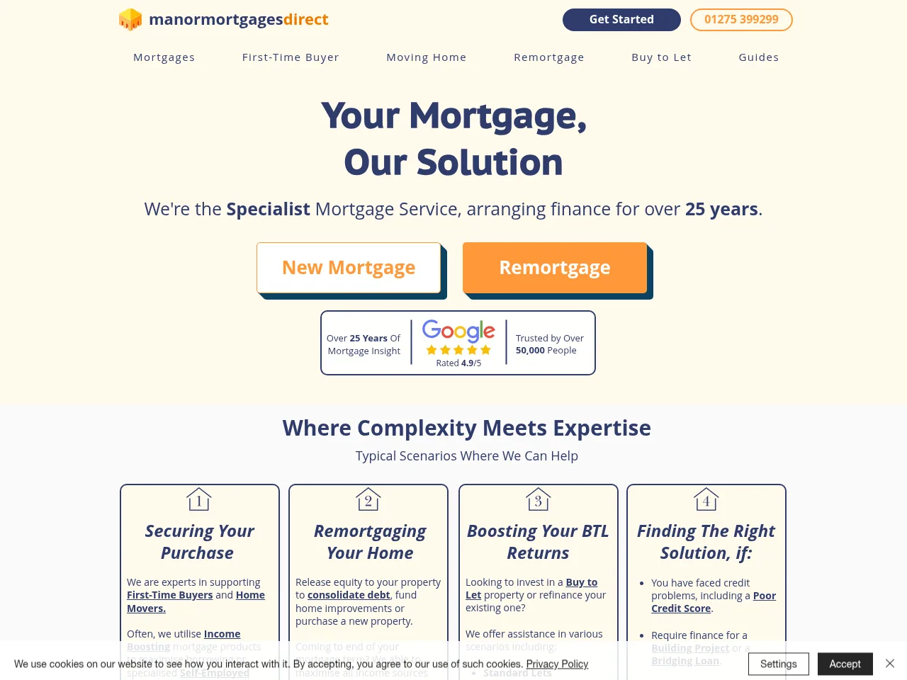 Manor Mortgages Direct website preview