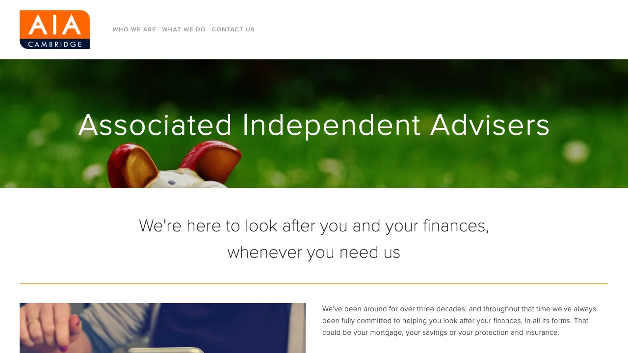 Associated Independent Advisers website preview